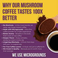 Close-up of Grateful Earth Lion’s Mane and Chaga ingredients