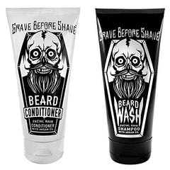 Grave Before Shave beard conditioner tube highlighting softening formula for manageable beards.