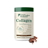 Great Lakes Wellness Collagen Peptides chocolate tub for flavorful beverages