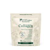 Great Lakes Wellness collagen powder tub close-up highlighting skin and joints support