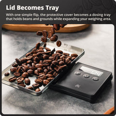Greater Goods digital espresso scale 0-1g precision supports tiny adjustments for espresso.