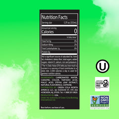 Green Cola cans stacked, convenient pack for on-the-go, sugar-free.