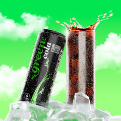Green Cola stevia close-up, naturally sweetened for sugar-free enjoyment.