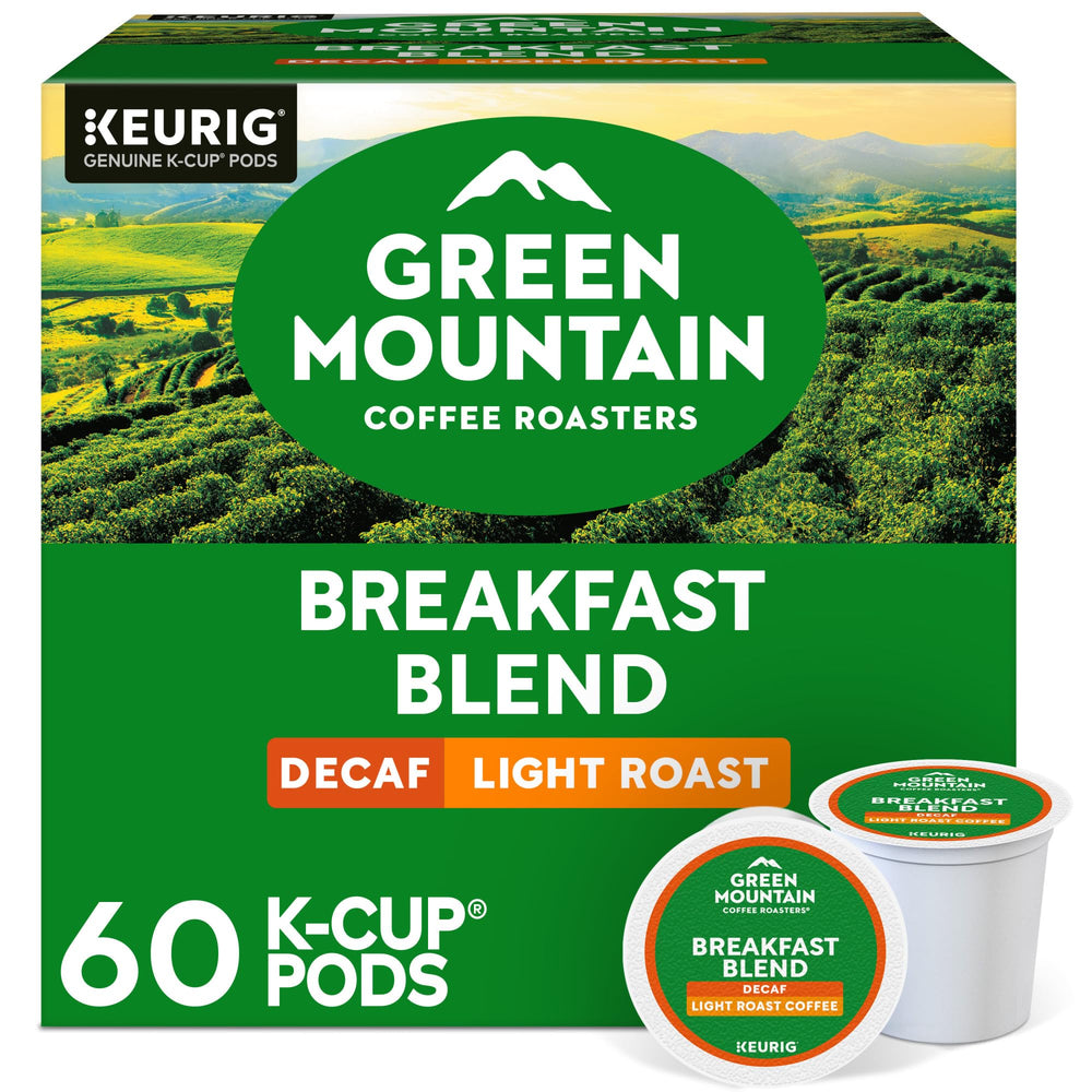 Green Mountain Breakfast Blend Decaf pod for Keurig machines with smooth, balanced flavor.