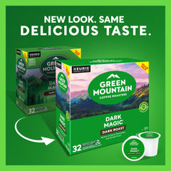 Steam rising from Green Mountain Dark Magic cup for a rich aroma