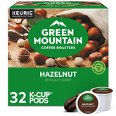 Green Mountain Hazelnut K-Cup pod close-up showing nutty aroma ready to brew
