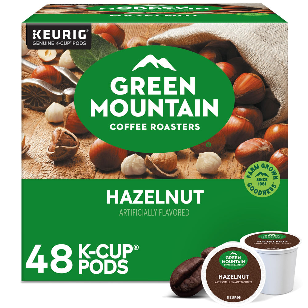 Green Mountain Hazelnut coffee K-Cup pod ready for brewing a smooth cup