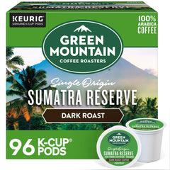 Green Mountain Sumatra Reserve K-Cup pod delivers bold flavor for busy mornings.