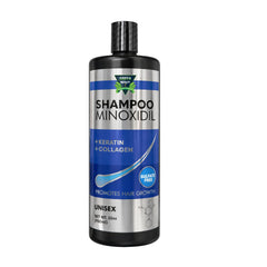Green Royalty Minoxidil Shampoo bottle with rich lather for daily cleansing.