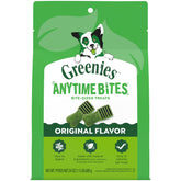 Greenies Anytime Bites original bag showing small, savory treats for frequent rewards.