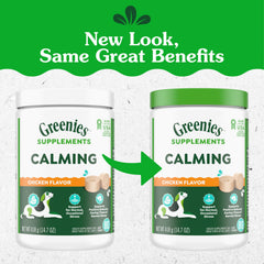 Happy dog with Greenies calming chews ready for calm moments