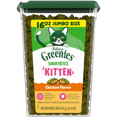 Greenies Feline Smartbites kitten treats in a bowl for indoor rewards
