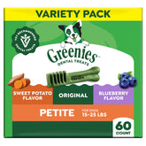 Greenies Petite packaging front, vet-recommended dental treats.