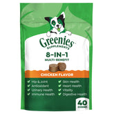 Greenies 8-en-1 au poulet dans une poche pratique pour usage quotidien.