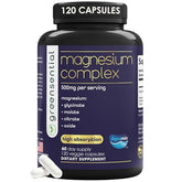 Greensential 5-in-1 Magnesium bottle closeup highlights premium mineral blend for daily support