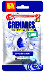 Grenades Gum strong mint pack close-up reveals intense freshness for on-the-go breath