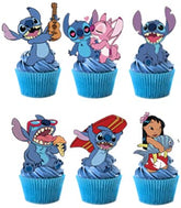 GRIAEDIT Stitch cake toppers 24pc; easy decor for cupcakes and cakes.
