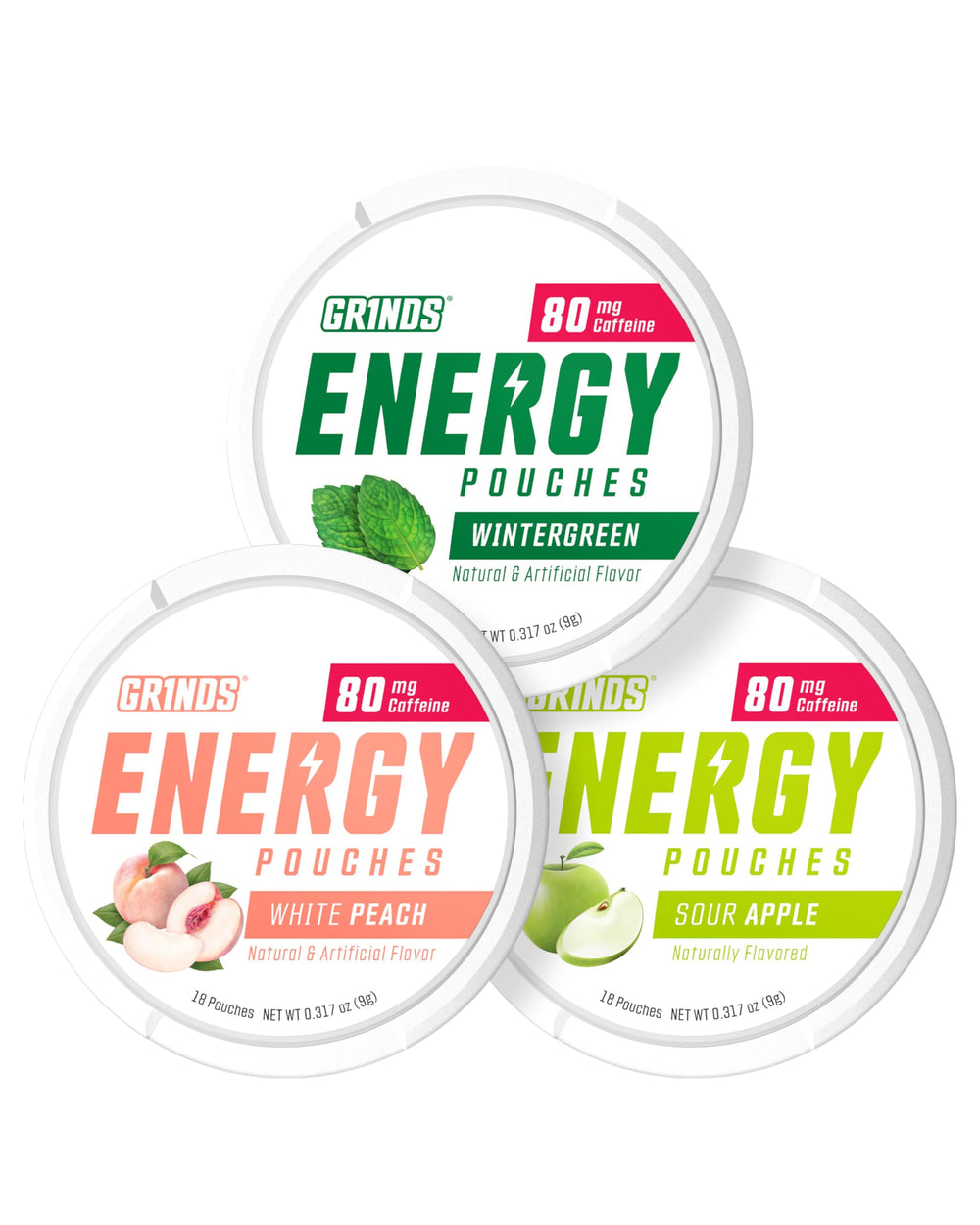GRINDS energy pouch in compact packaging for convenient on-the-go energy.