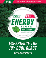 GRINDS Energy Pouches 80mg caffeine close-up for lasting focus.