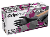 GripProtect Precise Black Nitrile Gloves – 4mil pack front for bulk value and reliable protection.