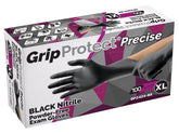 GripProtect Precise Black gloves pack shot highlighting bulk value and 4 mil thickness
