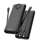 GrnOas.E power bank with built in cables for easy on the go charging