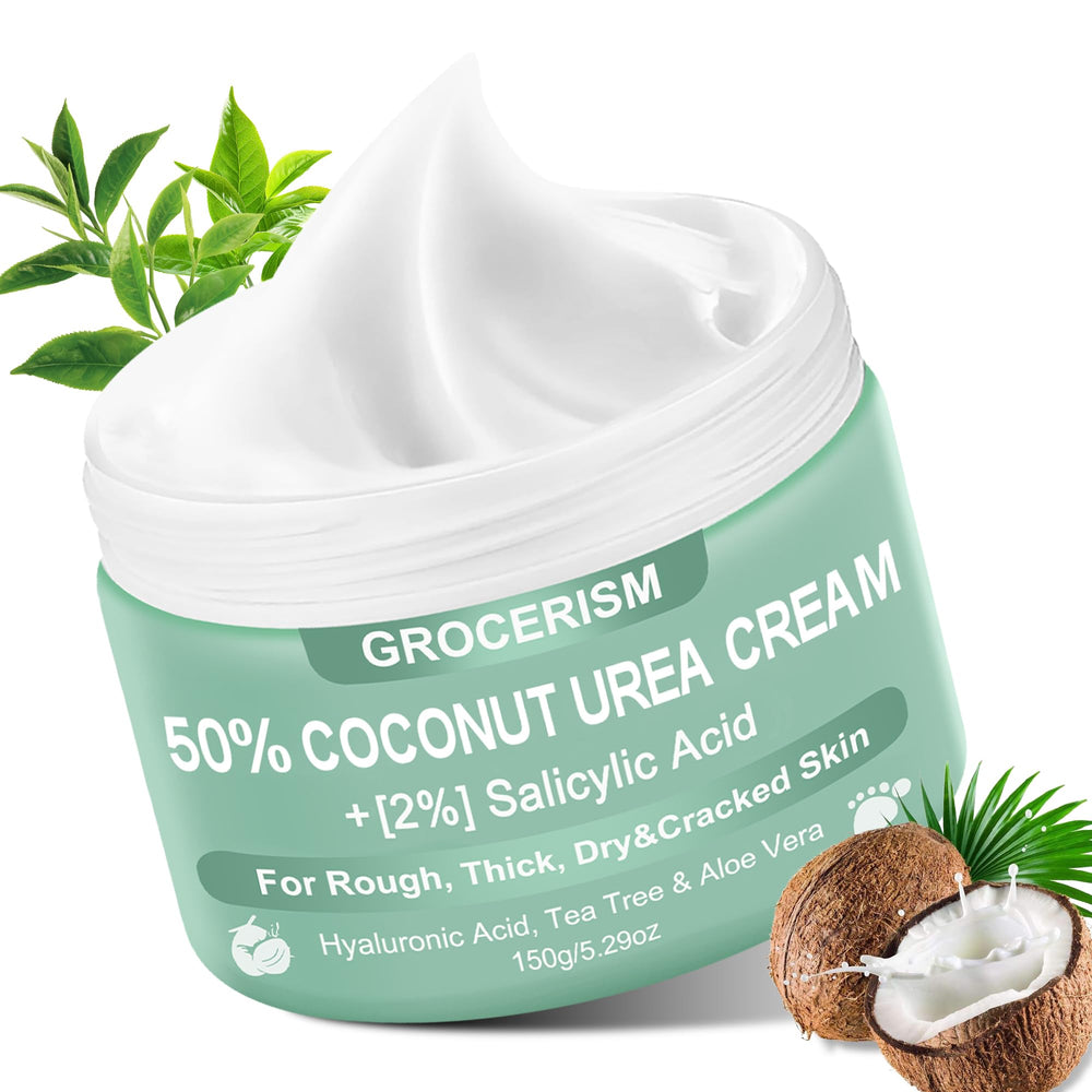 Grocerism Urea Cream 50% for feet—softens rough skin and moisturizes.