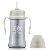 GROSMIMI spill-proof sippy cup beige: spill-free design for mess-free meals on the go.