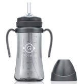 GROSMIMI spill-proof sippy cup charcoal design for mess-free travel.