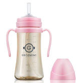 GROSMIMI spill-proof sippy cup pink with straw for mess-free outings and meals
