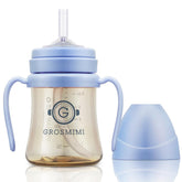 GROSMIMI spill-proof sippy cup with rotating handle for toddlers' grip and control.