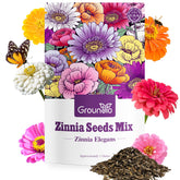 Groundio Zinnia seeds mix packaging shows freshness and storage benefits.