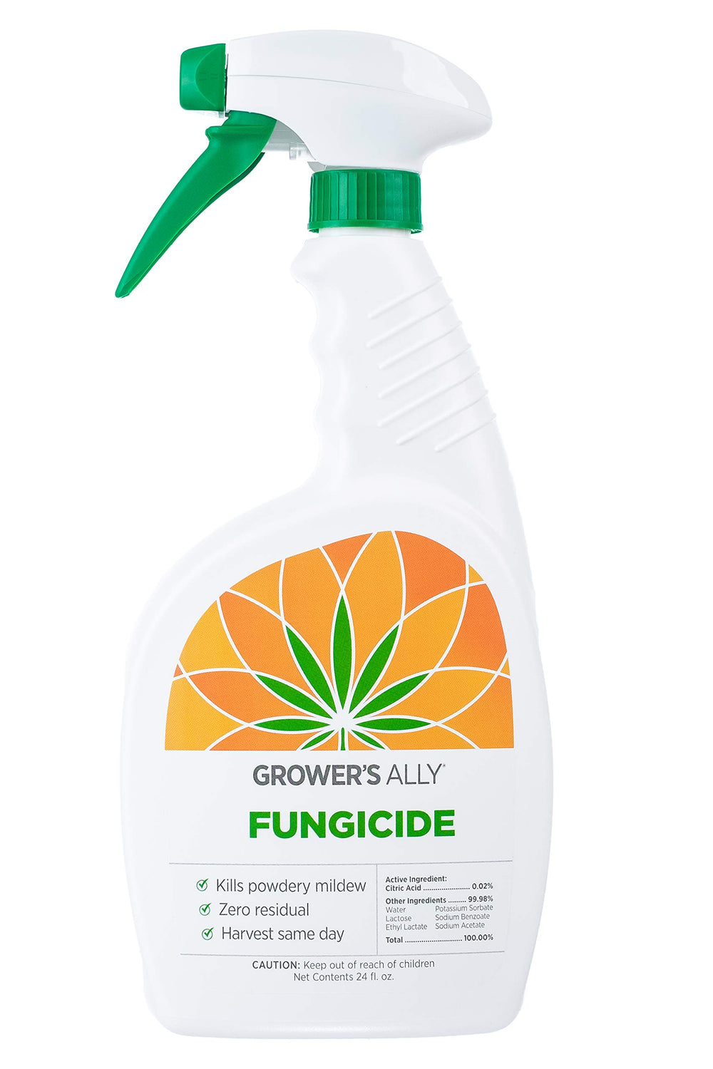 Grower's Ally fungicide spray bottle protects plants with citric acid formula.