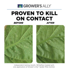Grower's Ally Organic Spider Mite Control demonstrates plant-safe pest management outdoors.