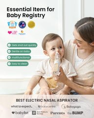 GROWNSY nasal aspirator beige side profile, compact design fits busy nursery routines.