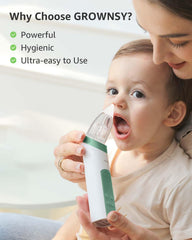 Grownsy nasal aspirator featuring calming light and music for soothing use.