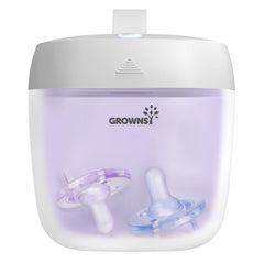 GrownsY Pacifier Sanitizer front view in white, portable for on-the-go cleaning