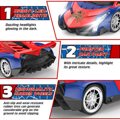 Growsland RC car side profile highlights aerodynamic design for fast turns.