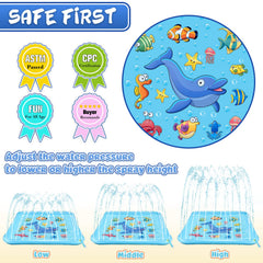 Growsland splash pad quick hose hookup for instant outdoor fun.
