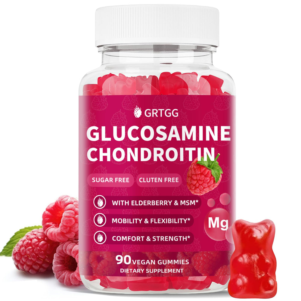 GRTGG Glucosamine Chondroitin Gummies jar supports joint comfort with berry flavor.