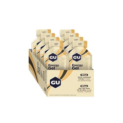 GU Energy Vanilla Bean gel label showing ingredients and caffeine information