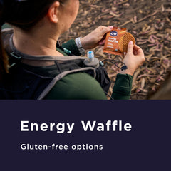GU Energy Stroopwafel wild berry on hand ready for pre-workout snack.