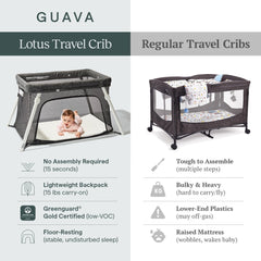Guava Family Travel Crib side-door allows soothing sessions on the go
