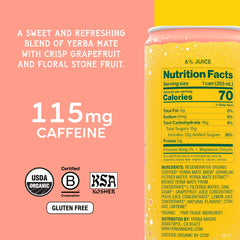 Guayaki Yerba Madre carbonated mate poured into a glass for sustained focus