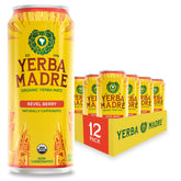 Guayaki Yerba Madre Revel Berry can with vibrant berry blend and natural caffeine