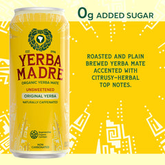 Guayaki Yerba Madre unsweetened label, clean ingredients for natural energy