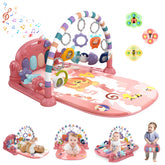 GUGUKUKU Baby Gym Play Mat pink design with piano kick lights for sensory play.
