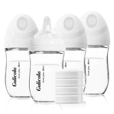 Gulicola natural glass baby bottle with 5 oz capacity in four-pack for newborn feeds.
