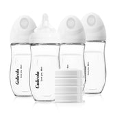 Gulicola natural glass baby bottle 8 oz with wide neck for easy cleaning.