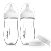 Gulicola natural glass baby bottle 8 oz with medium flow nipple for easy latch.